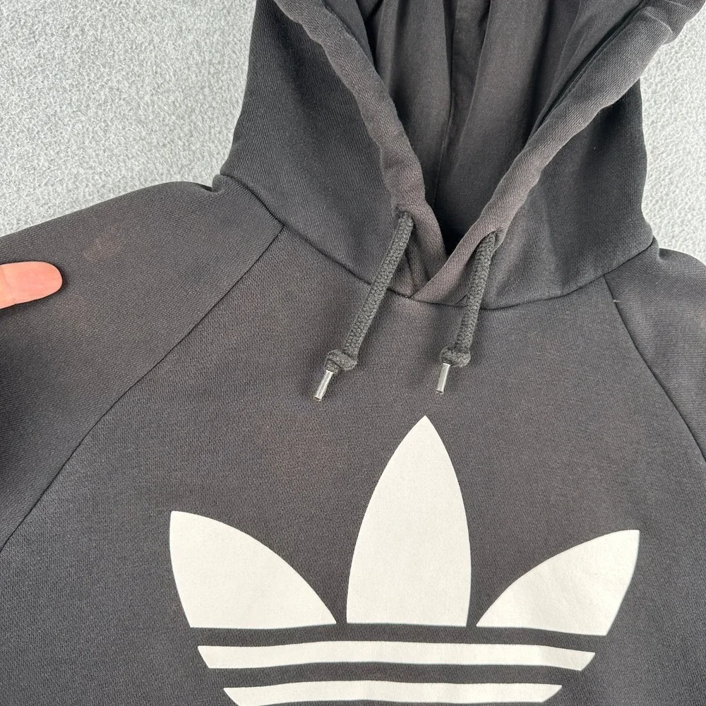Adidas‎ Hoodie Mens Medium Black Trefoil Logo Pullover Sweatshirt Raglan Sleeve